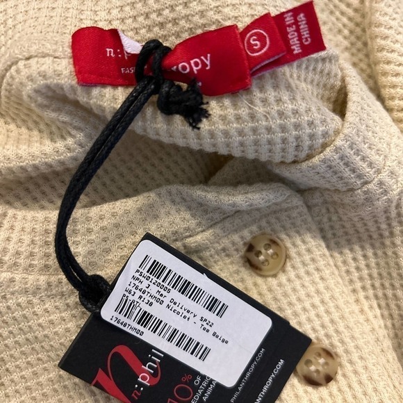 N:Philanthropy Womens Nicolet Henley Shirt, Beige - Picture 2 of 5